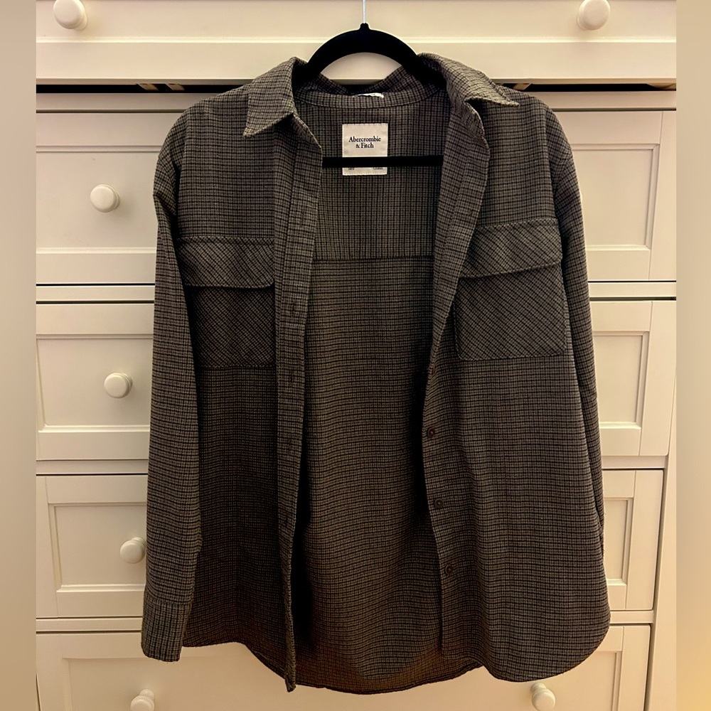 Oversized brown flannel shacket by Abercrombie & Fitch